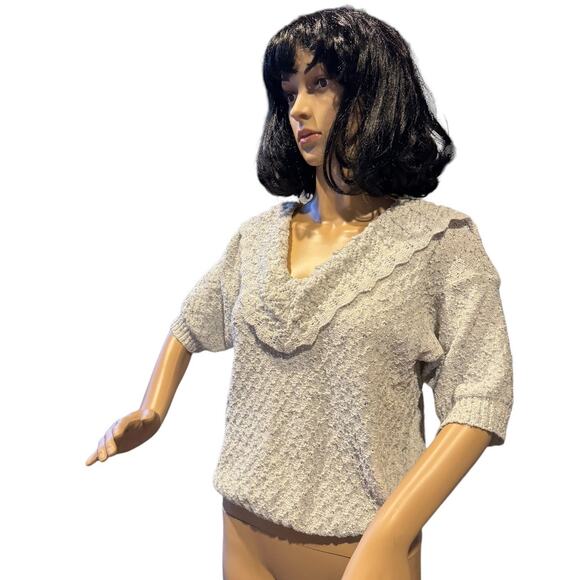 American Vintage Centennial Knits Ltd textured sweater large collar size medium - Picture 6 of 16